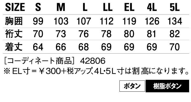 お年玉セール特価】 自重堂 Jichodo 作業服 <br>42805 エコ製品 制電 スモック <br>S〜5L 自重堂 作業服 作業着 42805 エコ製品制電スモック 5L・ラベンダー083 秋冬用