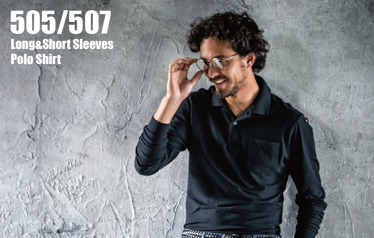 バートル 505着用イメージ画像、ストレッチ、吸汗速乾、消臭、オールシーズン対応